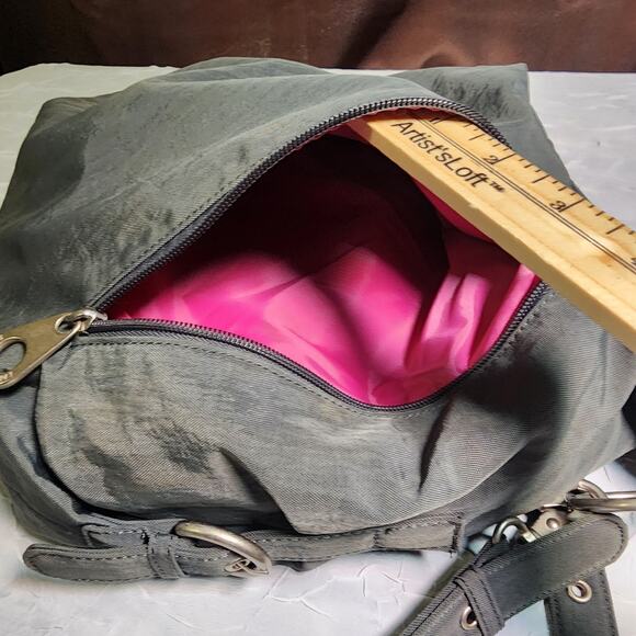 Baggallini Multi Sectional Multi Pocket Nylon Detachable Strap Bag Gray - Picture 10 of 11